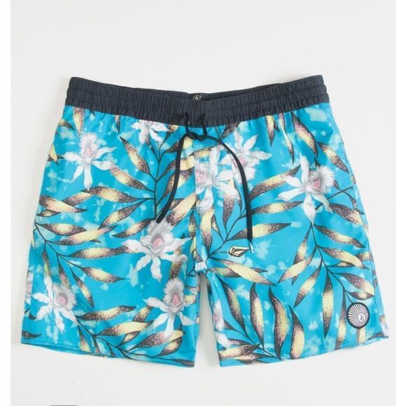 VOLCOM Beach Bunch Mens Volley Shorts Blue Combo 28 Nwt - Picture 1 of 5